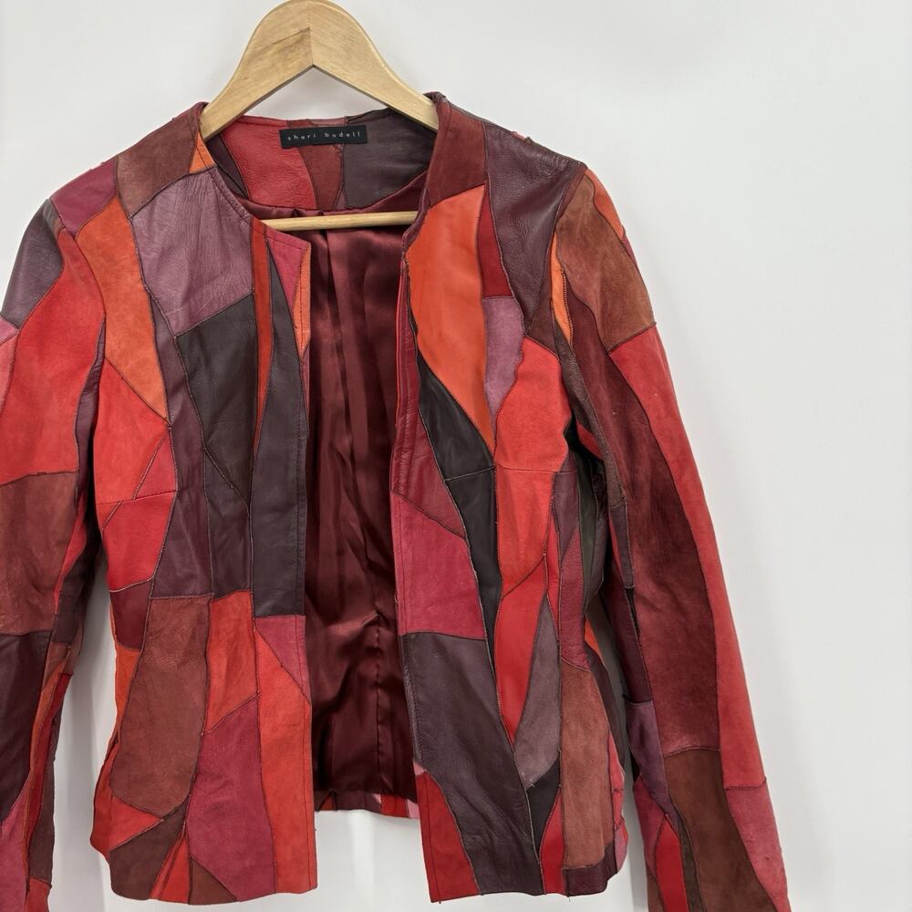 Vintage Suede Leather Patchwork Jacket Small Whim… - image 5